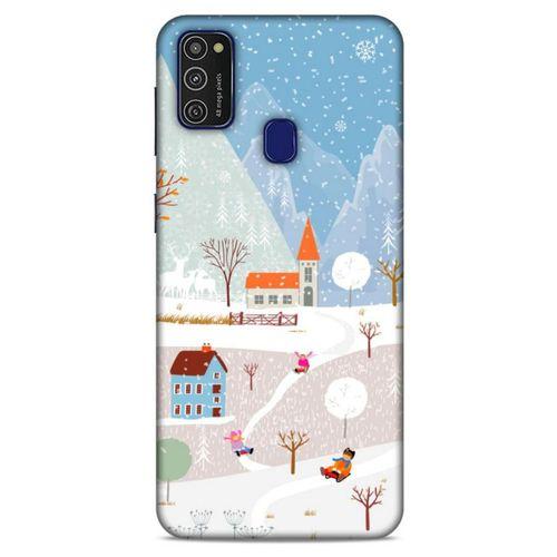 Samsung Galaxy M21 Kılıf Snowix (40) Fit Silikon Kılıf Beyaz Mavi