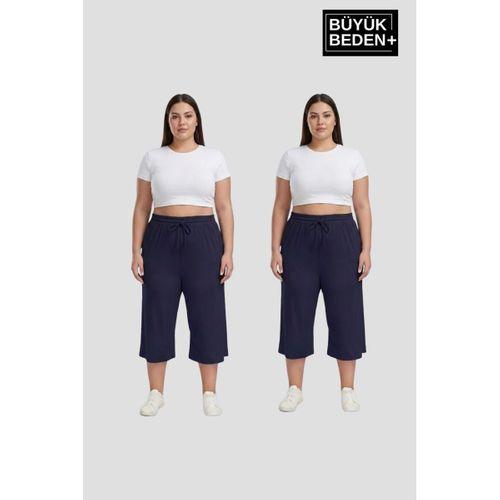 Büyük Beden Kadın İkili Set Kapri Şort Rahat Kalıp 3XL-6XL SPR26BSRK591+2