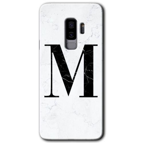 Samsung Galaxy S9 Plus Kılıf HD Desen Baskılı Arka Kapak - Beyaz Mermer Desenli M Harfi