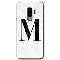 Samsung Galaxy S9 Plus Kılıf HD Desen Baskılı Arka Kapak - Beyaz Mermer Desenli M Harfi
