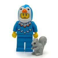 Orjinal Lego Minifigür Penguin Blue Bird Costume with Gray Squirrel