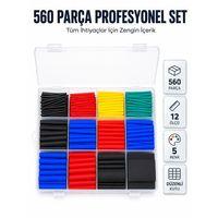 560 Parça Kablo İzolasyon Makaron Seti 12 Ölçü 5 Renk Heat Shrink Tube Organizer Kutulu