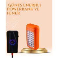 Gold Silver Güneş Enerjili Powerbank Işıldak – 10000 Mah, Taşınabilir, Suya Dayanıklı, 32 Led