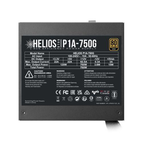 GAMDIAS HELIOS P1A-750G, 750W, 80+ Gold, Aktif PFC, GAMING, ATX, Power Supply (PSU)