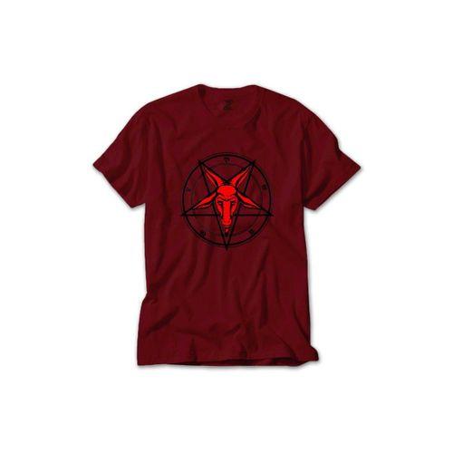 Pentagram Goat Head Renkli Tişört Sarı Renkli