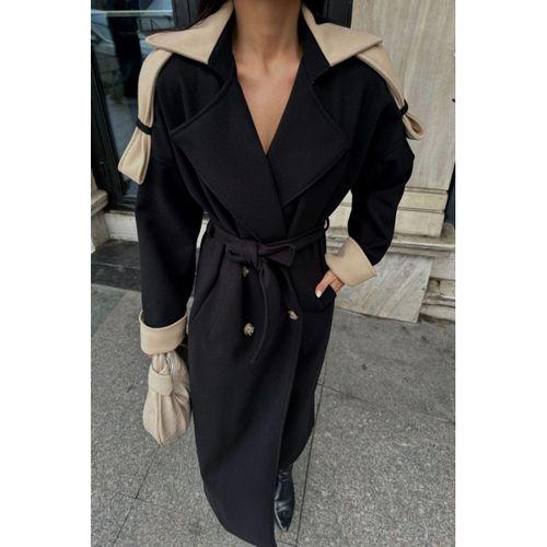 KABAN YAKA VE MANŞET BEJ RENKLİ - Siyah