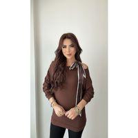 Kadın Uzun Kollu Fular Detay çilek Kumaş Bluz