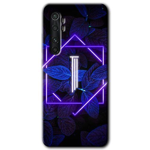 Xiaomi Mi Note 10 Lite Kılıf HD Desen Baskılı Arka Kapak - Dark Neon Yaprak I Harfi