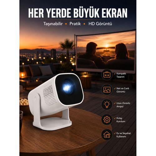 Akıllı Projeksiyon Powerbankli Taşınabilir Sinema Projektörü 4k Hd Kaliteli Yeni Nesil