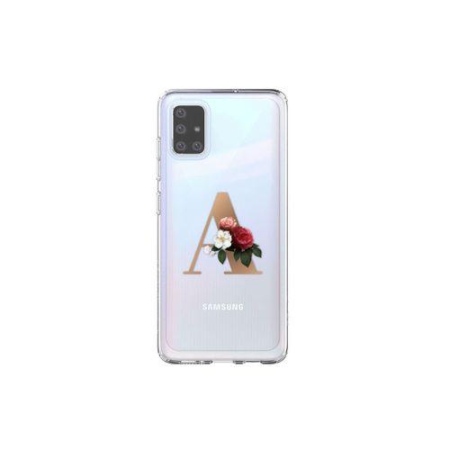 Samsung Galaxy A51 Şeffaf Telefon Kılıfı Gold Renkli A Harfi Baskılı