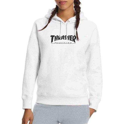 Thrasher Magazine Baskılı Beyaz Kadın Kapşonlu Sweatshirt