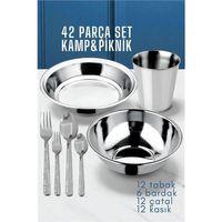 Modacar 42 Parça Tabak Kase Bardak Çatla Kaşık Seti Kamp Piknik Seti