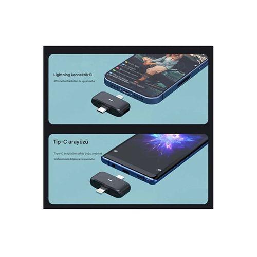 Kablosuz Profesyonel İkili Yayın Yaka Mikrofonu Şarj Kutu Mıknatıslı Typce Lightning Çıkış Mikrofon