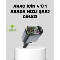 Araç Şarj Cihazı 66w 4 Portlu Hızlı Şarj Ve Led Işıklı