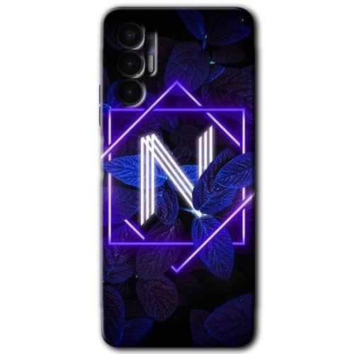 Tecno Spark 8 Pro Kılıf HD Desen Baskılı Arka Kapak - Dark Neon Yaprak N Harfi