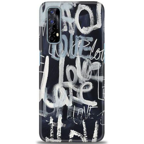Realme 7 Kılıf HD Baskılı Kılıf - Gri Love + Tam Ekran Koruyucu