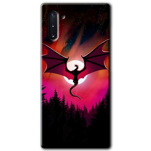 MRCİLETİSİM MRCİLETİSİM Samsung Galaxy Note 10 Kılıf HD Desen Baskılı Arka Kapak + Temperli Cam - Dragon Night