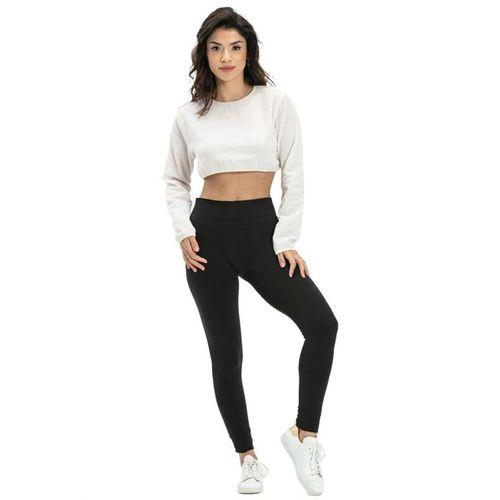 Uzun Kol Şile Bezi Bisiklet Yaka Crop Astar Bluz Krem Krm