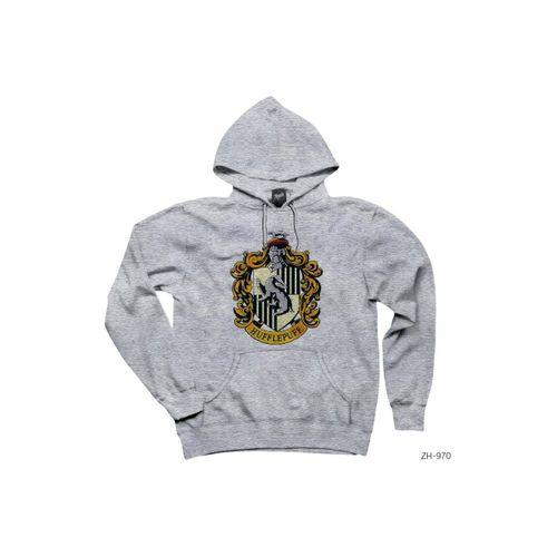 Harry Potter Hufflepuff Gri Kapşonlu Sweatshirt Hoodie