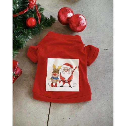 Noel Baba Ve Rudolph Köpek Tişörtü
