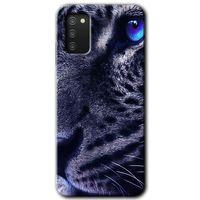 MRCİLETİSİM Samsung Galaxy A02s Kılıf Baskılı Kapak - Kaplan + 5D Tam Kaplayan Cam