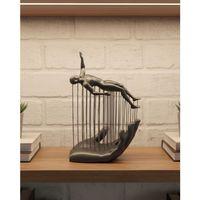 3d El Formlu İnsan Figürü Gri Soyut Tasarım Dekoratif Biblo