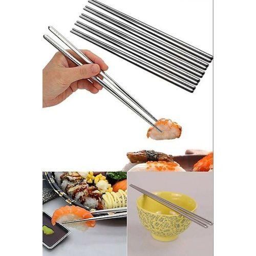 Metal Paslanmaz Çelik Yemek Çubuğu 5'li