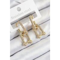 Pirinç Zirkon Taşlı Tifany Model Gold Renk Kadın Küpe