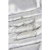 Gümüş Renk Zirkon Taşlı Deniz Yıldızı Model 3'lü Kadın Bileklik Kombini