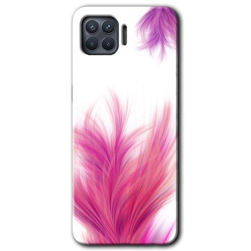 Oppo Reno 4 Lite Kılıf HD Desen Baskılı Arka Kapak - Pembe Tüy + Kırılmaz Cam