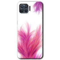 Oppo Reno 4 Lite Kılıf HD Desen Baskılı Arka Kapak - Pembe Tüy + Kırılmaz Cam