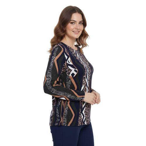 Kadın V Yaka Modelli Baskılı Bluz BGL-ST05107