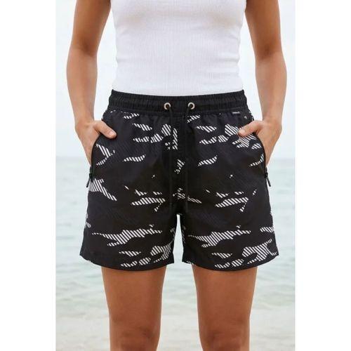 Deniz Şortu Fermuarlı Cepli File Astarlı Hızlı Kuruyan Premium - Siyah