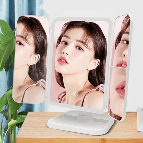 Angel Of Life® 2 Kapaklı,3 Farklı Dokunmatik Led Ayarlı USB Şarj ile Şarj Olabilen Makyaj Aynası