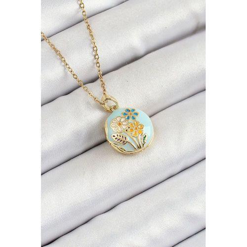 316L Çelik Zincir Açılabilir Sanatsal Vintage Çiçek Model Gold Renk Kadın Kolye