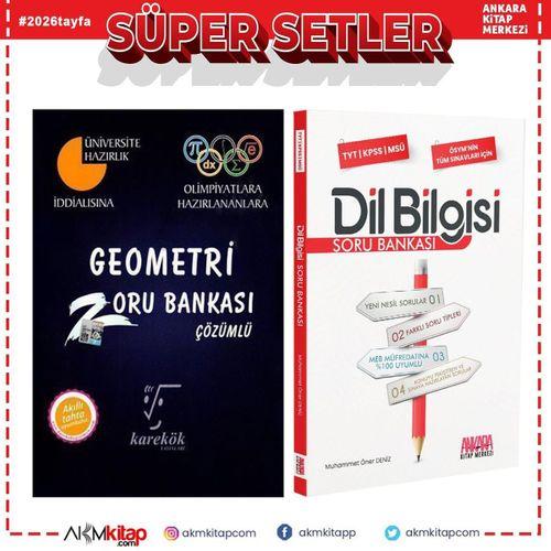 Karekök Geometri Zoru Bankası ve AKM Dil Bilgisi Soru Bankası Seti 2 Kitap
