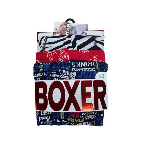 Star 106 Desenli Pamuklu Kemer Likralı 3'lü Boxer