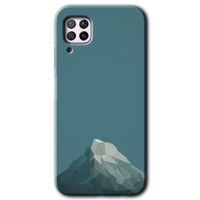 MRCİLETİSİM Huawei P40 Lite Kılıf Baskılı Kapak - Alone Mountain + 5D Tam Kaplayan Cam