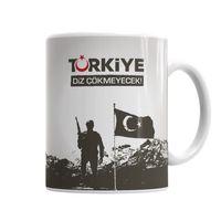 Ayyıldız Türkiye Diz Çökmeyecek Türk Bayrağı Kupa Bardak Porselen