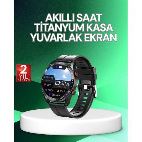 Akıllı Saat Titanyum Kasa Yuvarlak Ekran Alarm Uyku Ve Sağlık Takibi Titreşimli