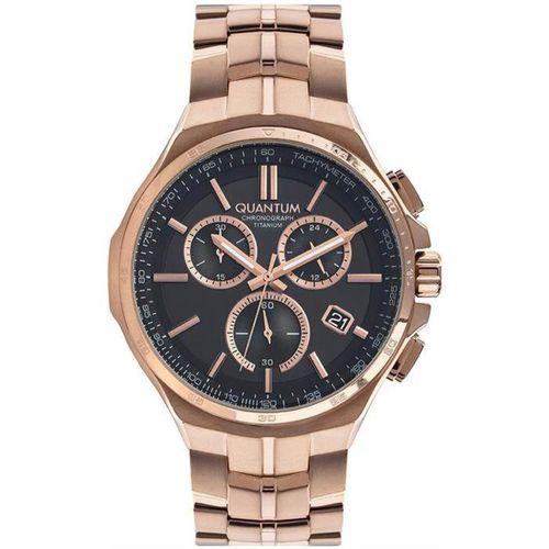 Quantum TTG912.450 Quartz Kronograflı Titanyum Kasa Çelik Rose Gold Kahverengi Kadran 47 mm Erkek Kol Saati
