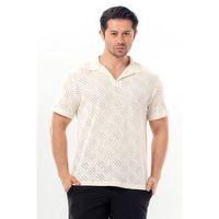Girit Kısa Kol Düğmeli Kopanaki Erkek Tişört | Yazlık Erkek Tshirt Krem Krm