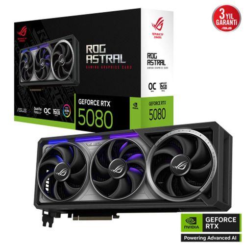 ASUS ROG-ASTRAL-RTX5080-O16G-GAMING, 16Gb, 256Bit, GDDR7, 2xHDMI, 3xDP GAMING Ekran Kartı