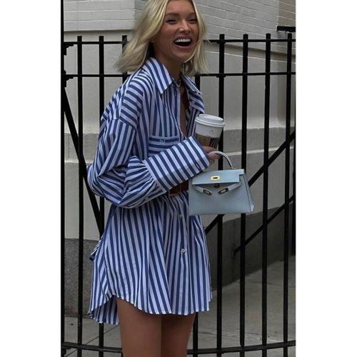 Kadın Gömlek -elbise çizgili Desen