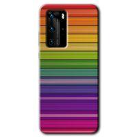 MRCİLETİSİM Huawei P40 Pro Kılıf HD Desen Baskılı Arka Kapak + Temperli Cam - Colorful Lines