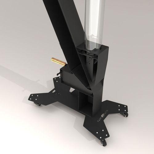 Kamp Ayısı® SolarFlame™ Camlı Füze Tipi Tekerlekli Roket Pelet Sobası - Dış Mekan Bahçe Cafe Isıtıcı