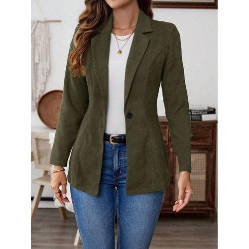 Kadın Uzun Kollu Yakalı Tek Düğmeli Süet Ceket