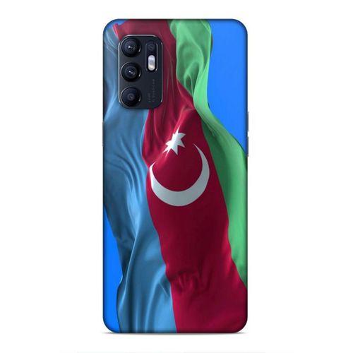 Oppo Reno 6 4G Uyumlu Kılıf Azarbaijan (6) Silikon Kılıf Dalgalanan Bayrak