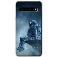 Galaxy S10 Plus Kılıf HD Desen Baskılı Arka Kapak - Astronot Yalnızlığı + Kırılmaz Cam
