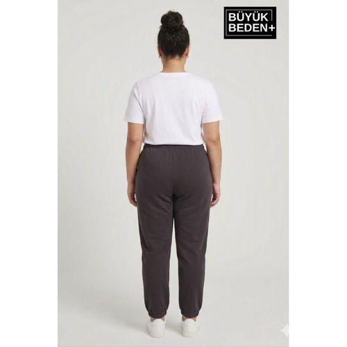 Kadın Büyük Beden Paça Lastikli İki İplik Rahat Kalıp ince Eşofman Altı SPR26BEAK951